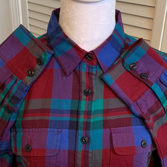 J.Crew Cotton Flannel Jewel Tone Plaid Button Down Shirt size 6 - Picture 3 of 8